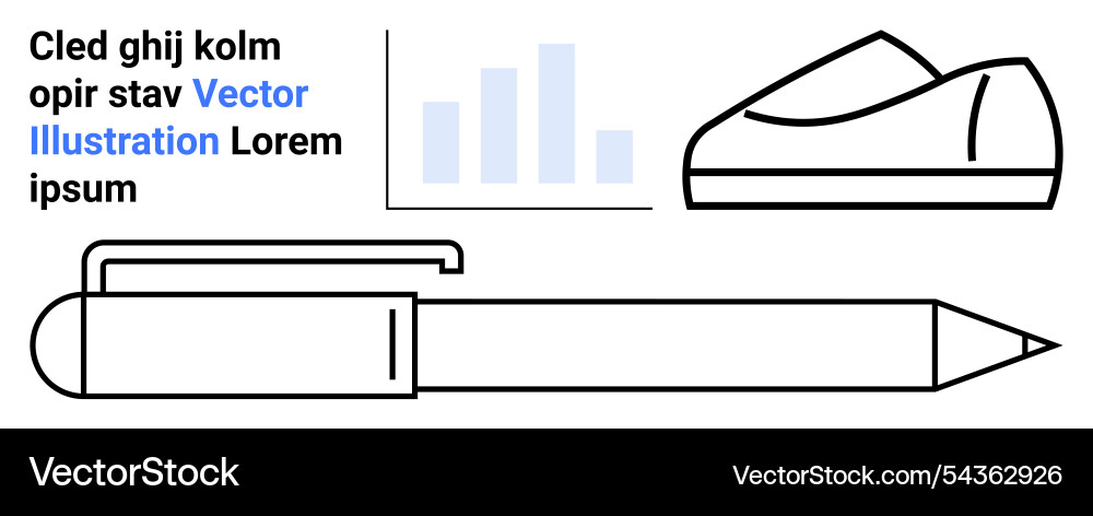 Minimalistic pen and chart design with text Minimalistic pen and chart design with text Vector Image