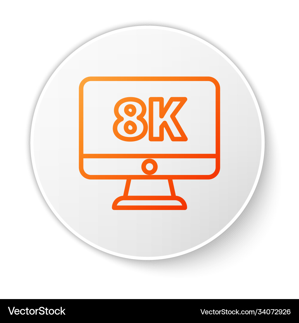 Orange line computer pc monitor display with 8k Orange line computer pc monitor display with 8k vector image
