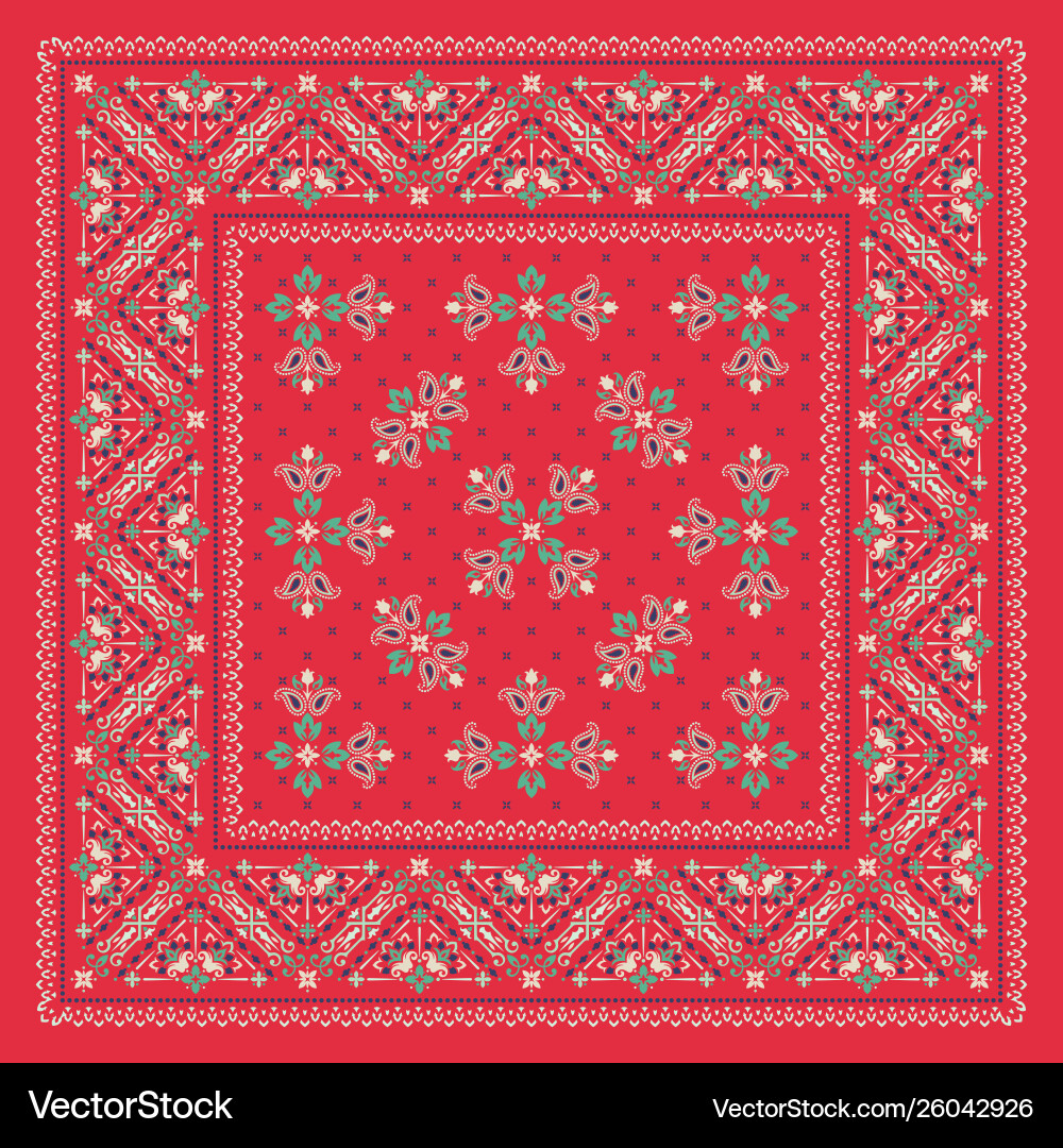 Ornament paisley bandana print seidenhals Ornament paisley bandana print seidenhals vektorbild