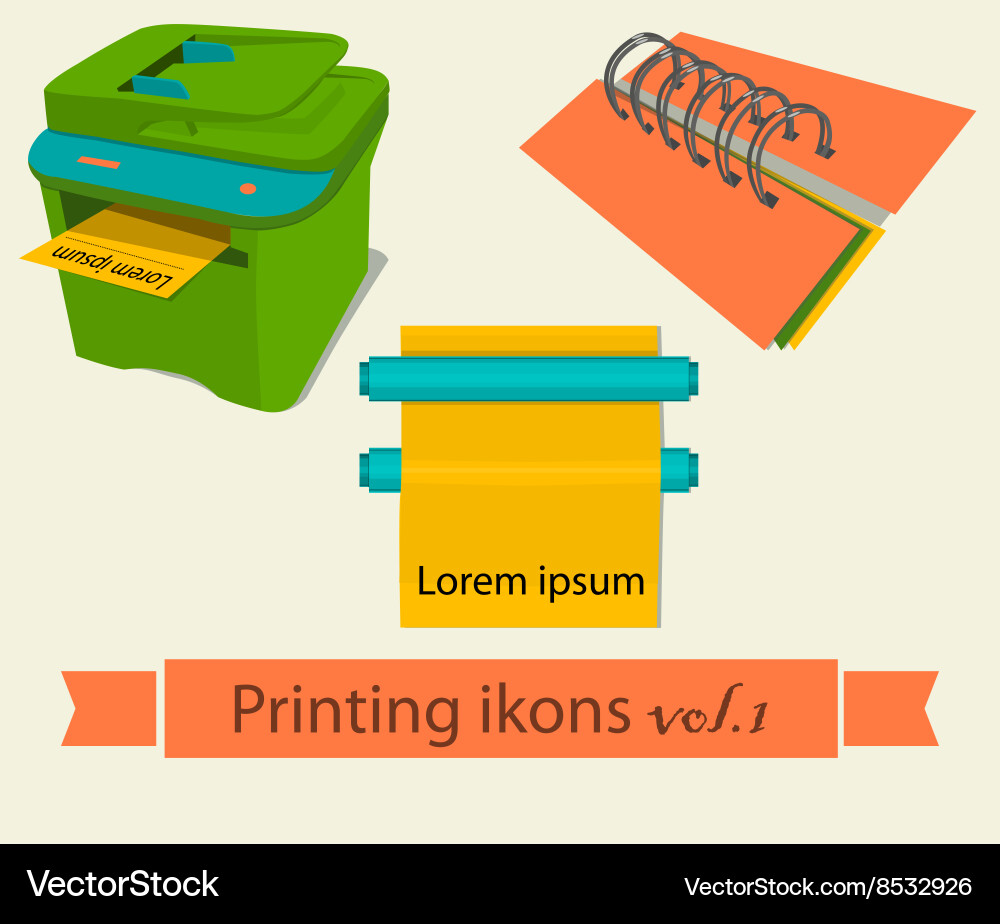 Print icons set 1 vector image