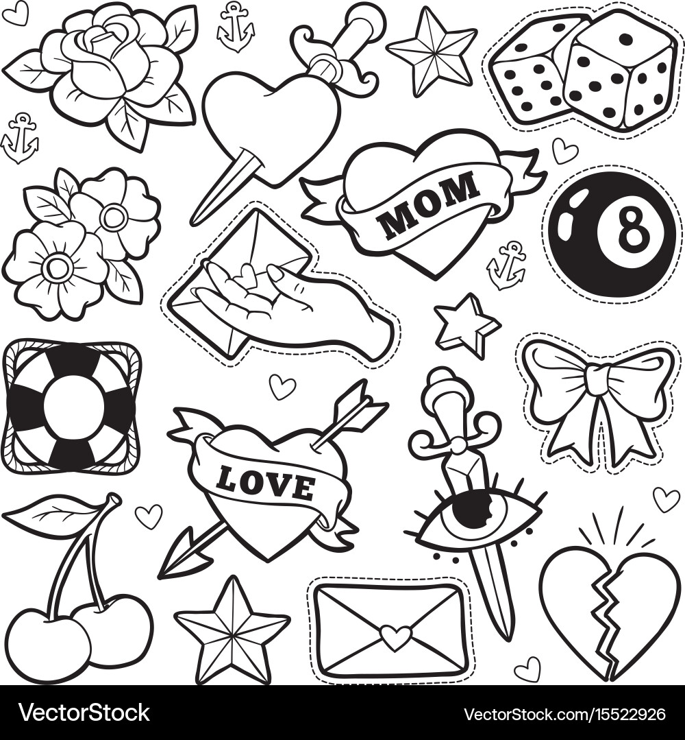 Retro Patch Badge Set vector image