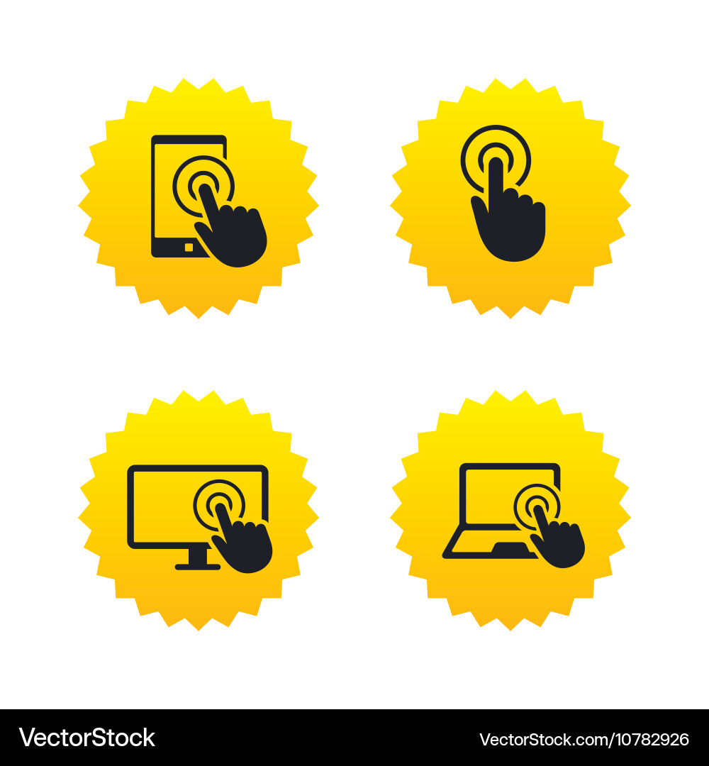 Touch screen smartphone hand pointer symbols vector image