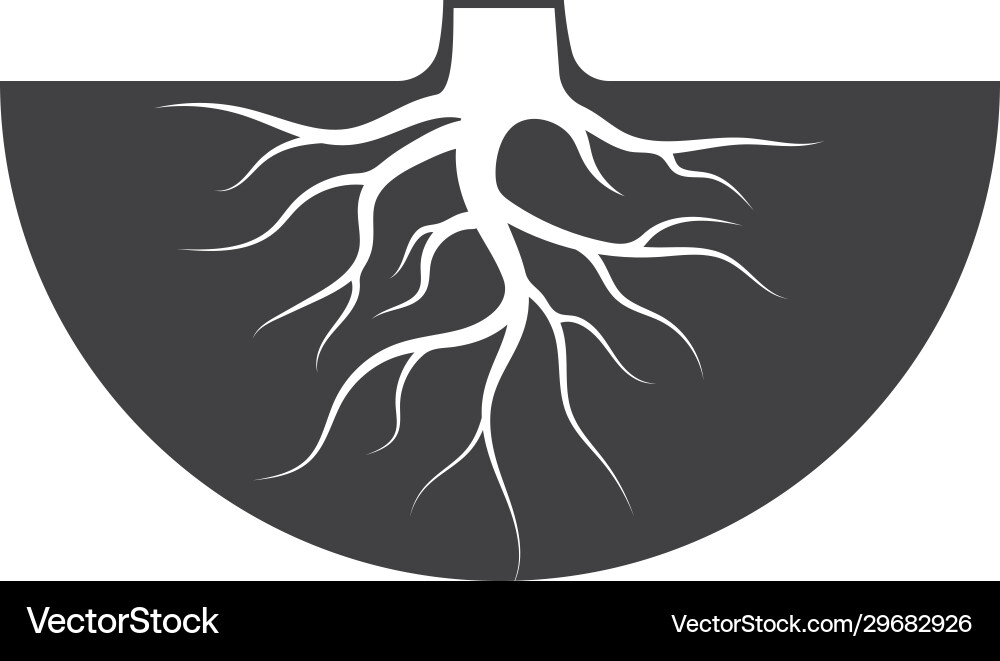 Tree Roots Icon – Botanical Element vector image