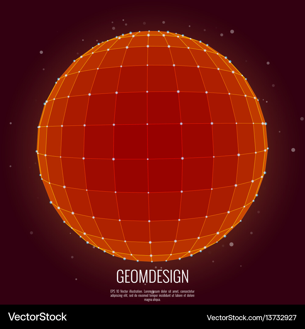 3D Wireframe Sphere with Particles Vector Image