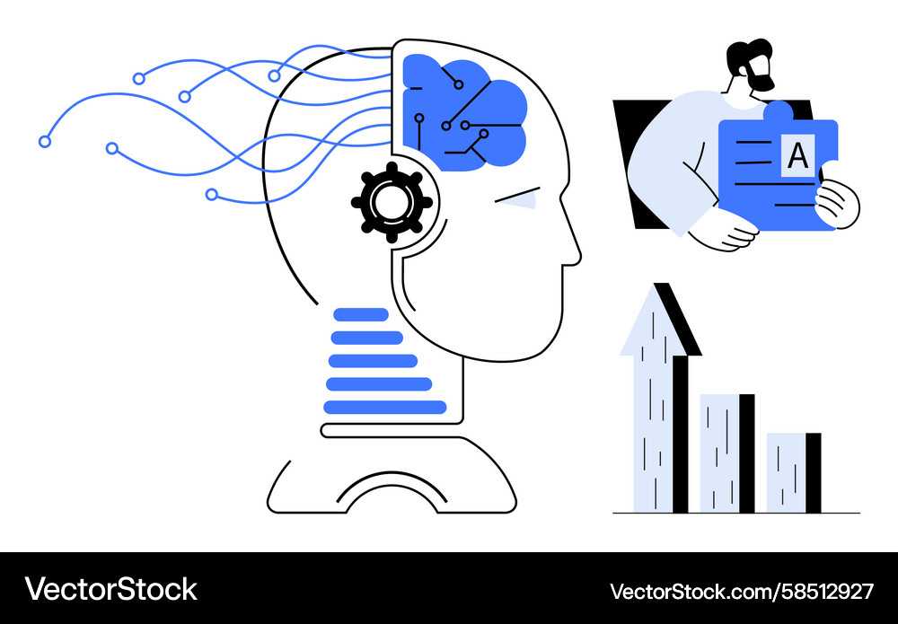 AI Brain & Data Analysis Vector Image