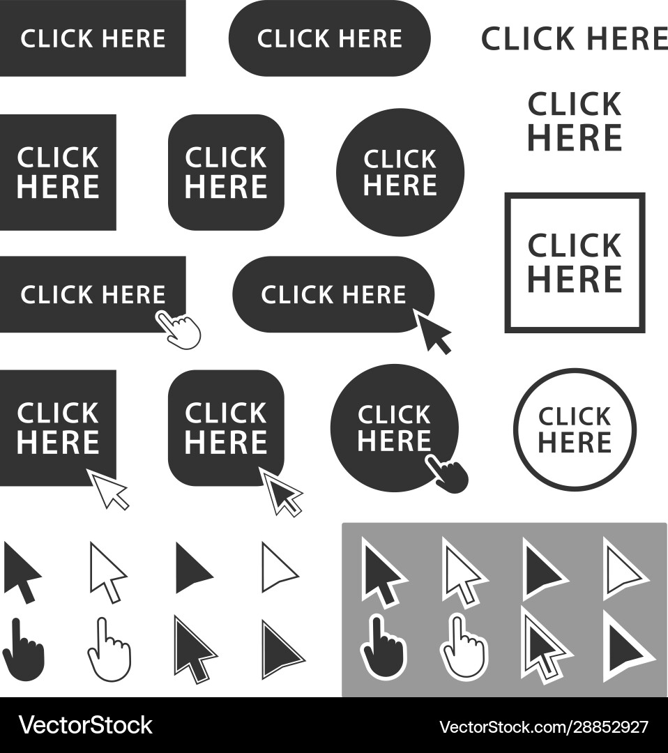 Arrow and hand computer mouse cursor icon set Arrow and hand computer mouse cursor icon set vector image