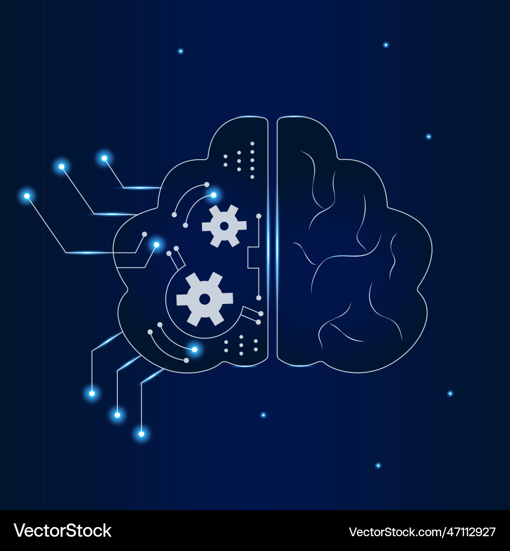 Artificial intelligence brain left and right Artificial intelligence brain left and right vector image