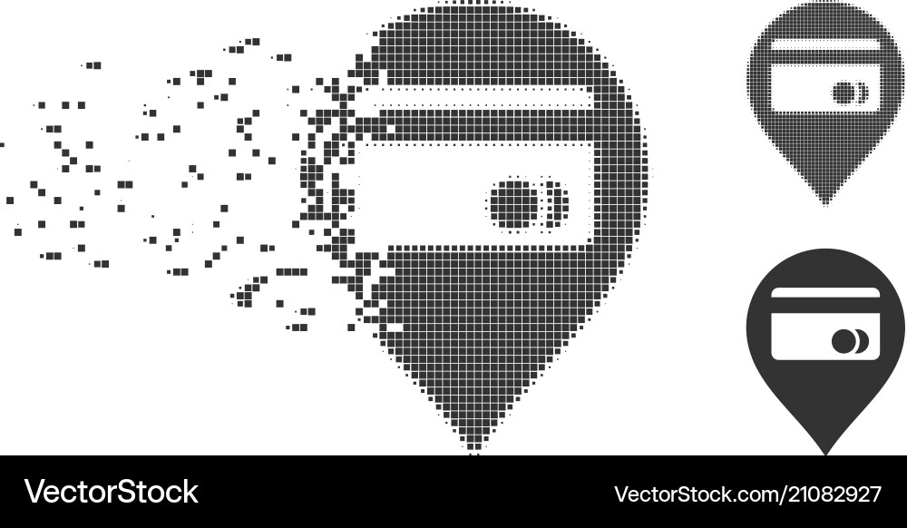 Atm map marker disappearing pixel halftone icon Atm map marker disappearing pixel halftone icon vector image