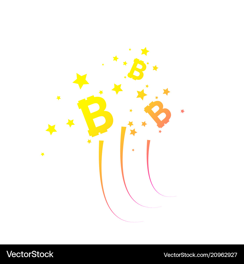 Bitcoin coin with fast speed firework abstract vector image