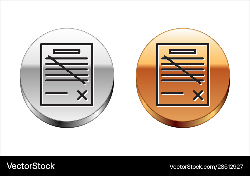 Black line delete file document icon isolated Black line delete file document icon isolated Vector Image