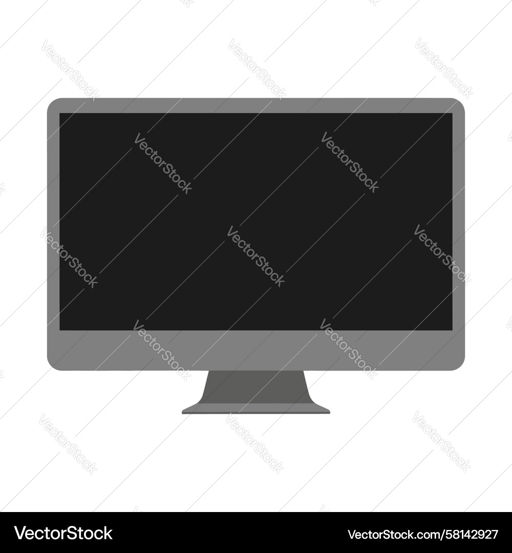 Grey Desktop Computer with Blank Screen Vector Image