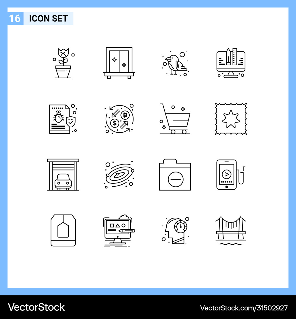 Group 16 modern outlines set for file web Vector Image