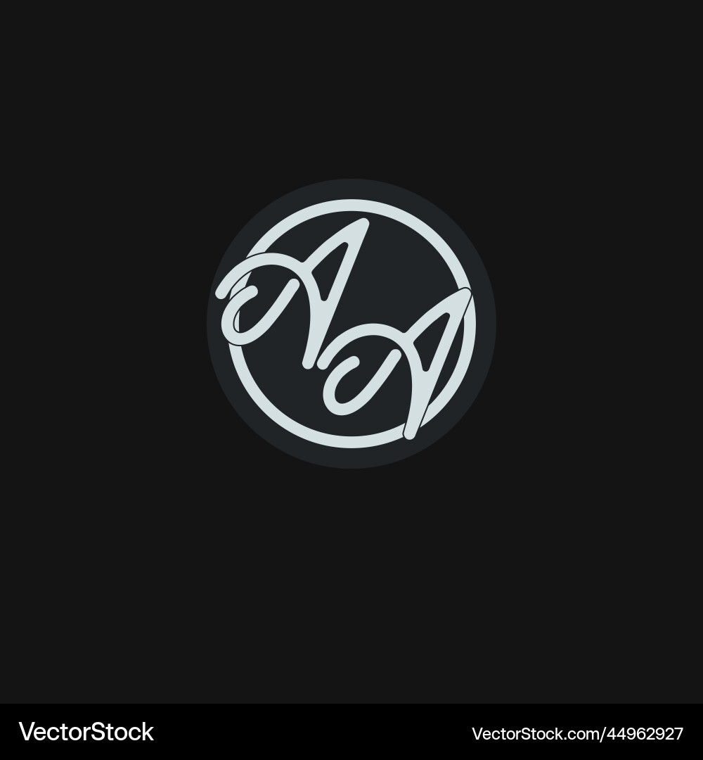 Initials aa logo monogram with simple circle line – Royalty-Free