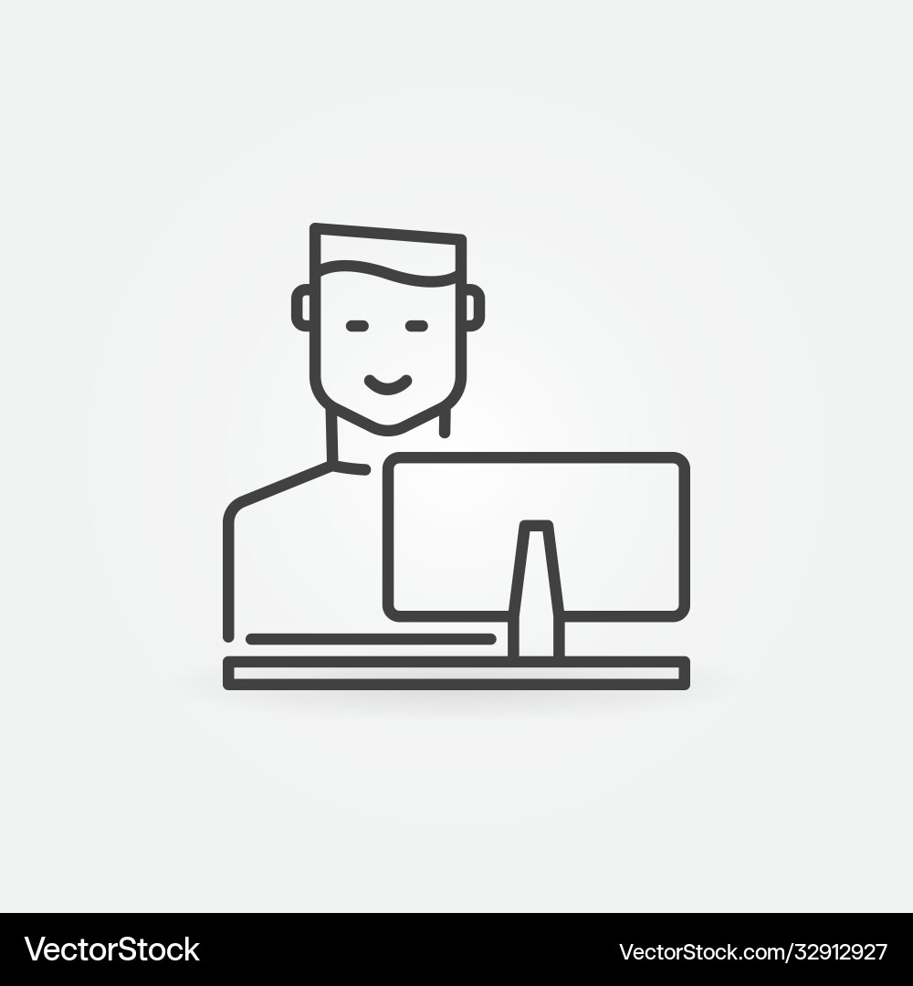 Man at Computer - Work Concept vector image