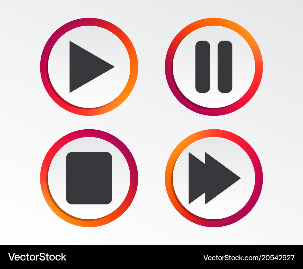 Player navigation icons play stop and pause Vector Image
