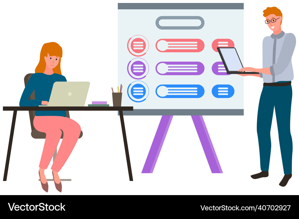 Project management basics employees work vector image