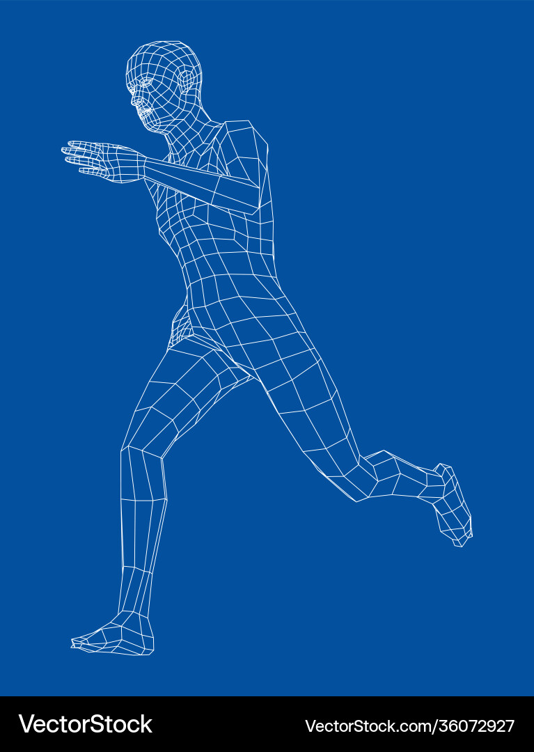 Wireframe running man Wireframe running man vector image