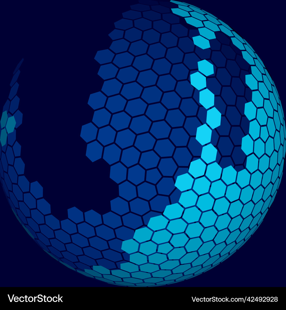 Abstract hexagonal 3d sphere background vector image