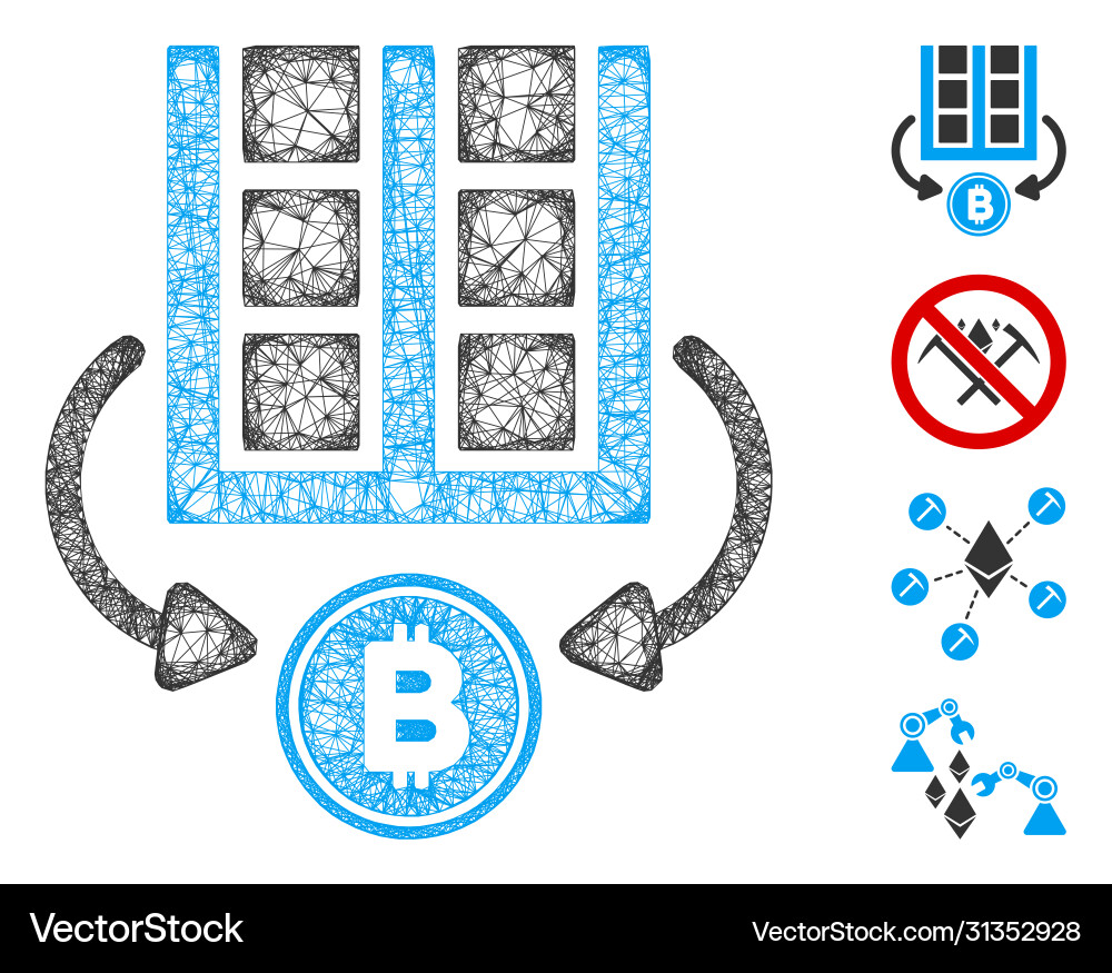 Bitcoin mining farm web mesh Bitcoin mining farm web mesh Vector Image