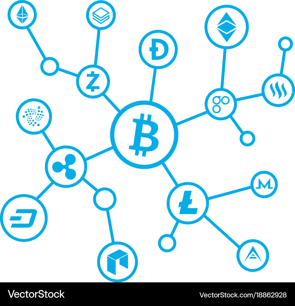 Bitcoin Network Connection vector image