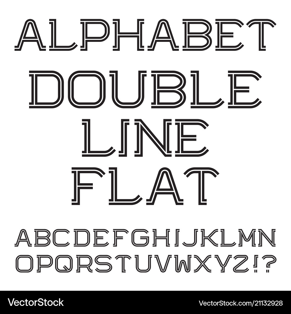 Bold Black Double Line Font Vector Image