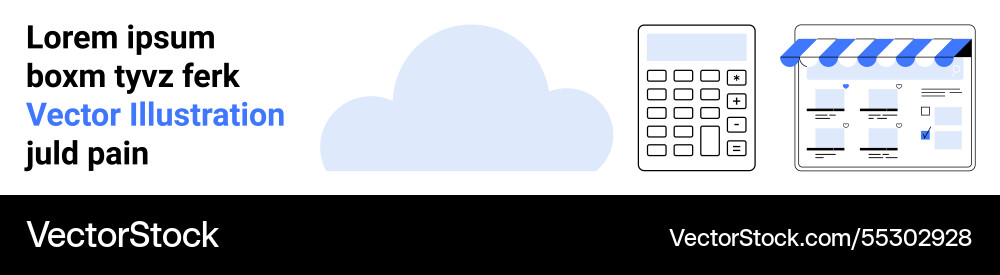 Cloud computing with online calculator and e Vector Image