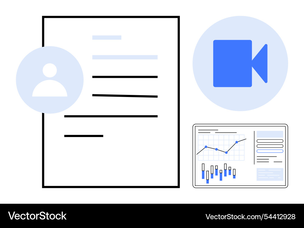 Digital workspace with documents video call icon Digital workspace with documents video call icon Vector Image