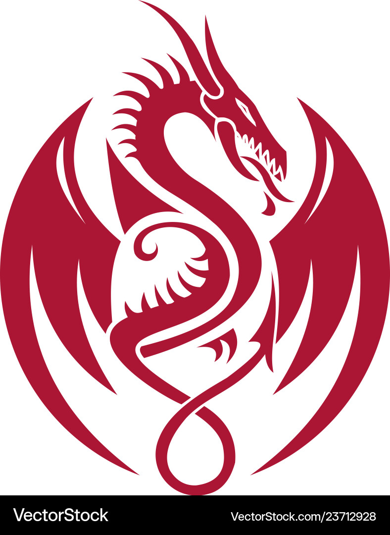Dragon Logo Template - Red & Fire Vector Image