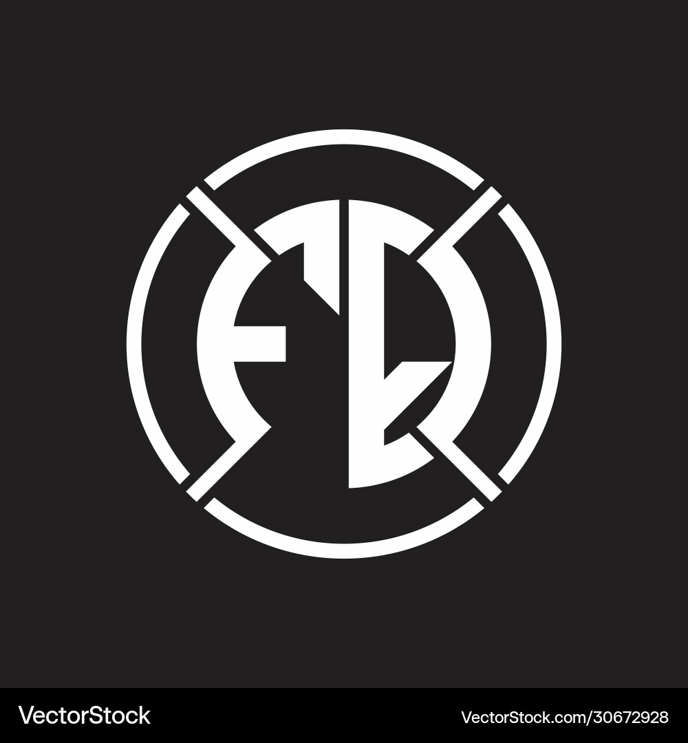 Fq logo monogram with four part circle slash vector image