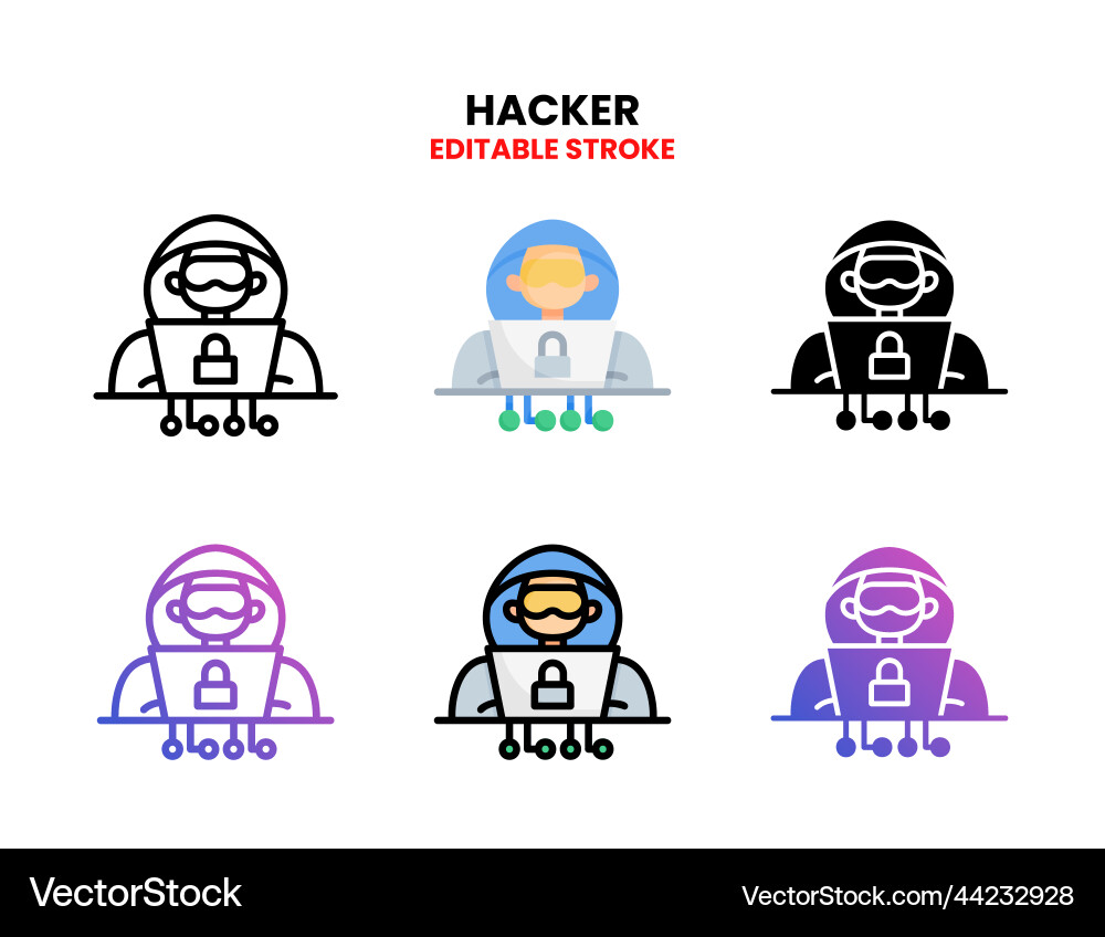 Hacker cybercrime icon set with different style Hacker cybercrime icon set with different style vector image