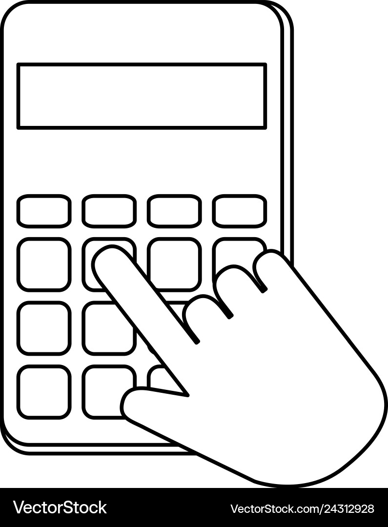 Hands with calculator math isolated icon Vector Image