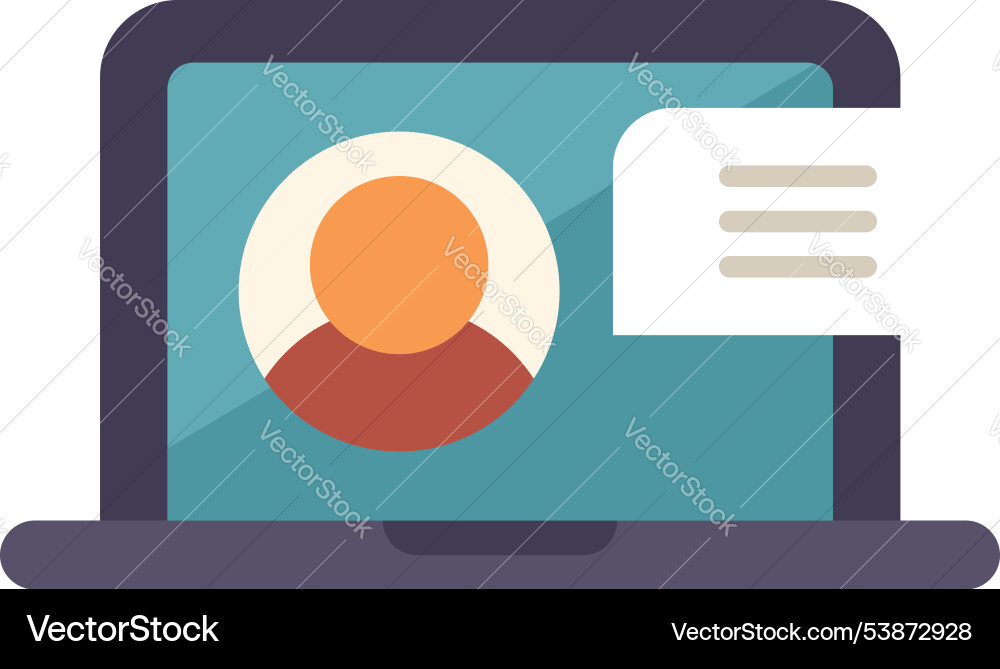 Laptop showing online user profile with message Laptop showing online user profile with message vector image