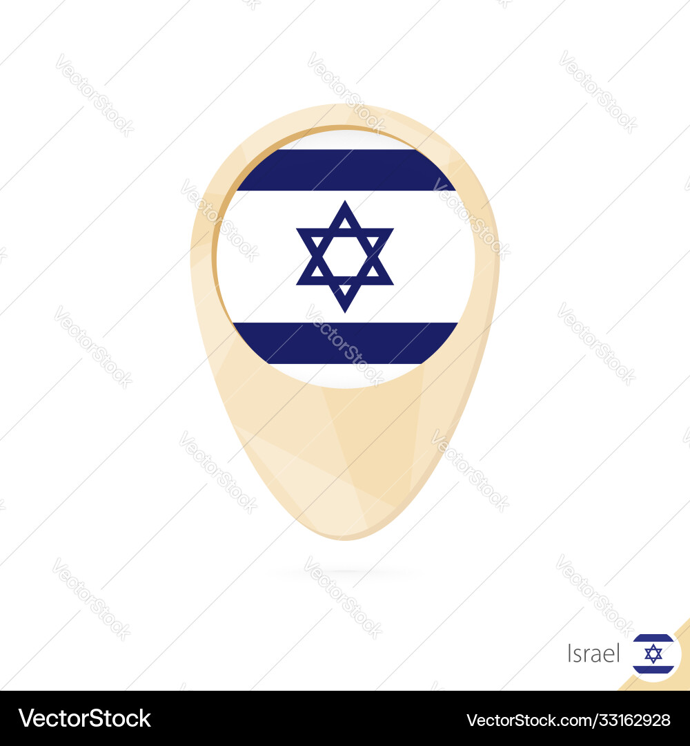 Map pointer with flag israel orange abstract vector image