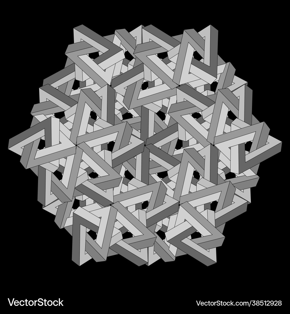 Penrose triangle ornament design element optical Vector Image