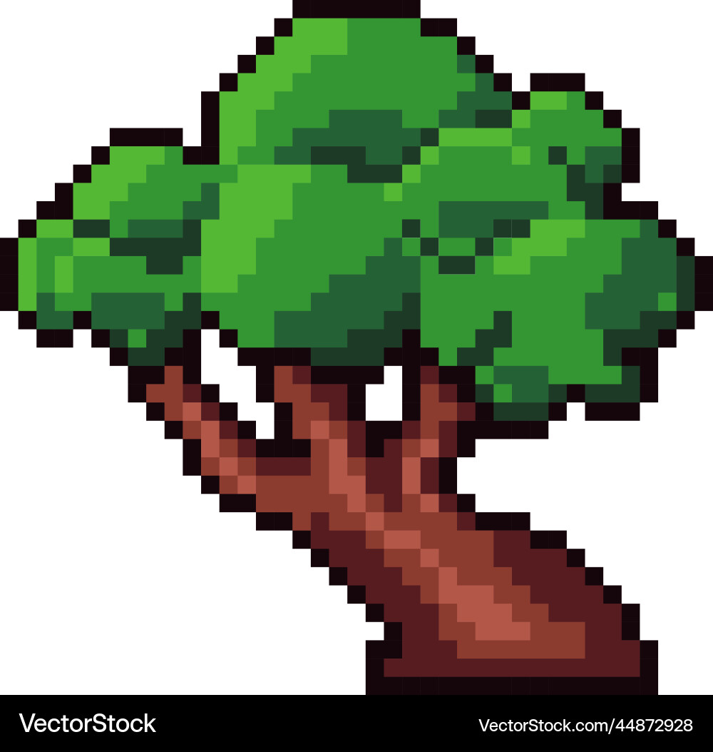 Pixelated tree with wide trunk game settings Pixelated tree with wide trunk game settings vector image