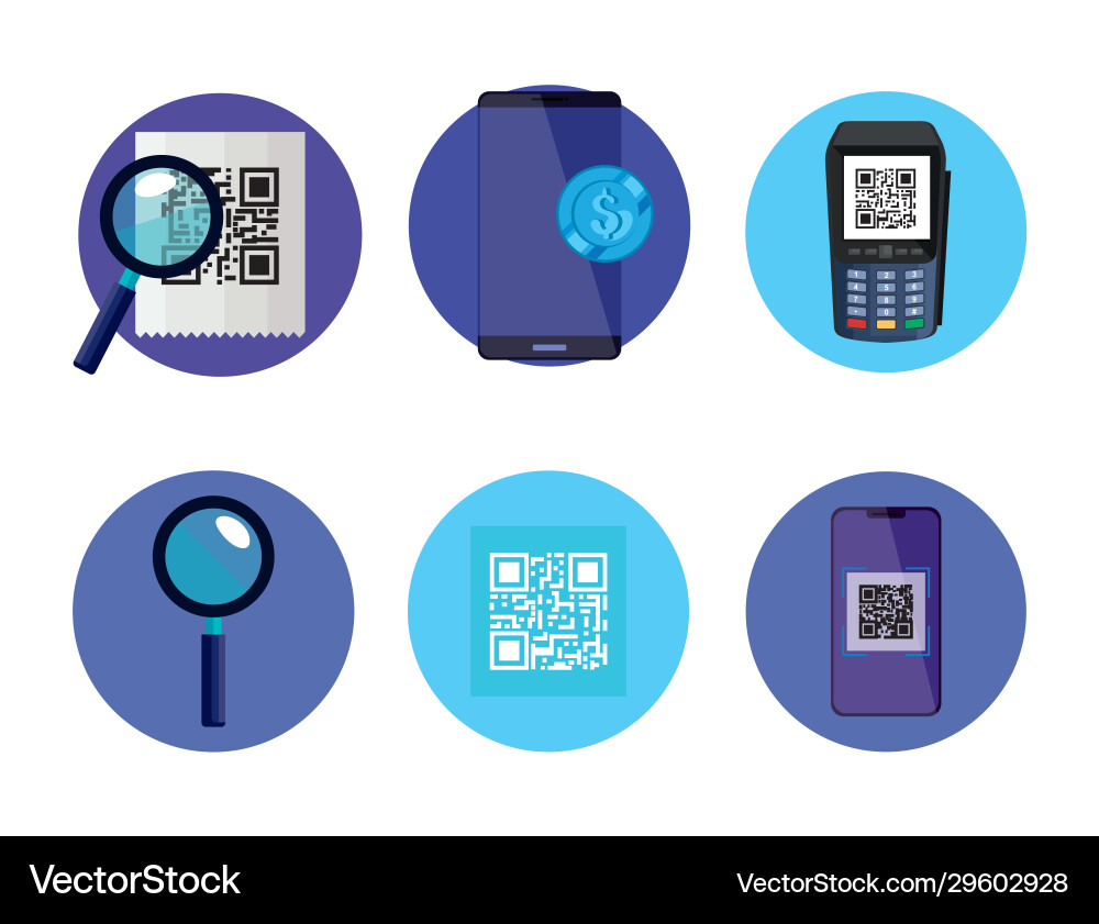 Scan qr-Code und Icons einstellen Scan qr-Code und Icons einstellen vektorbild