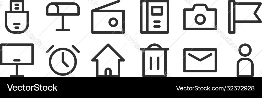 Set 12 thin outline icons such as user delete Set 12 thin outline icons such as user delete vector image