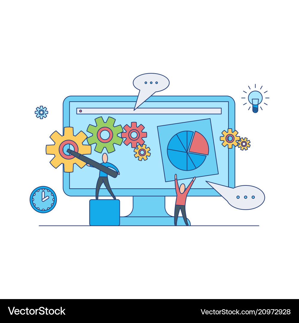Web Development Collaboration Concept Vector Image