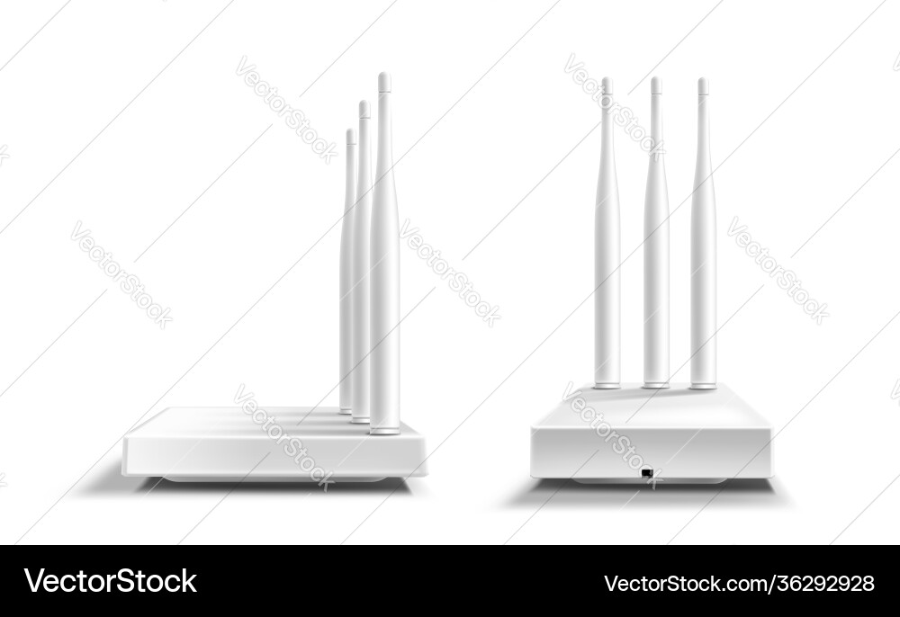 Wifi router front and side view isolated mockup Wifi router front and side view isolated mockup vector image