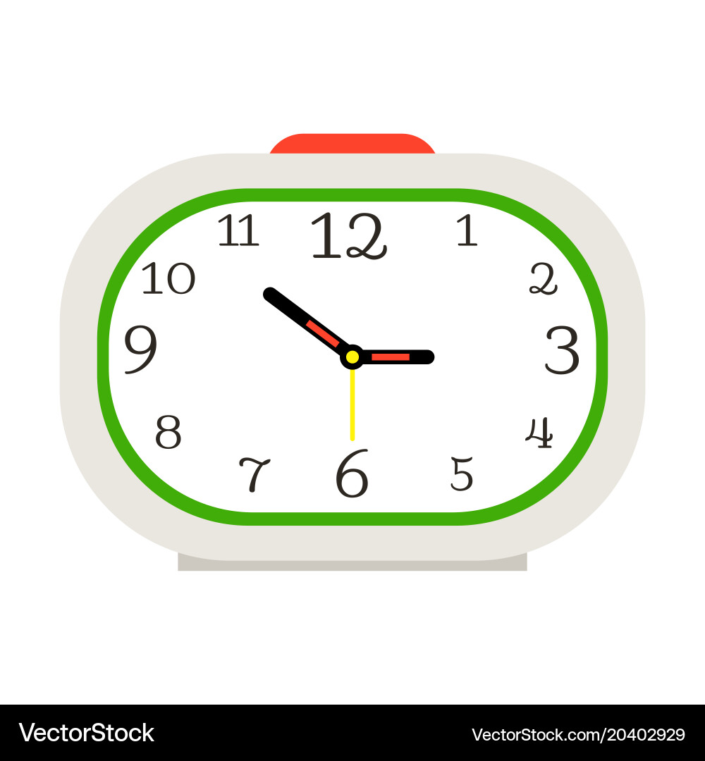 Alarm clock with red button vector image