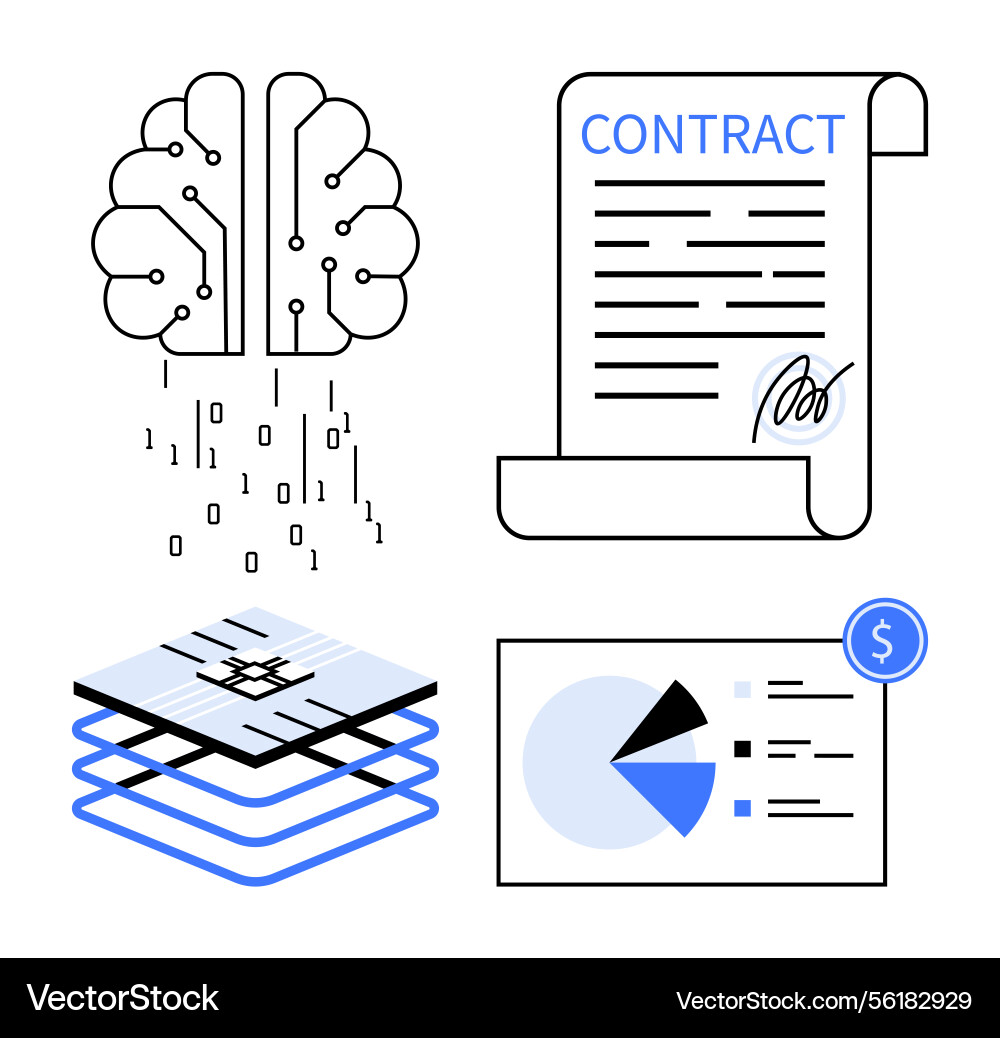 Artificial intelligence smart contracts data vector image