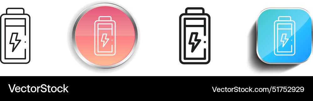 Battery icon thin linear regular and button style vector image