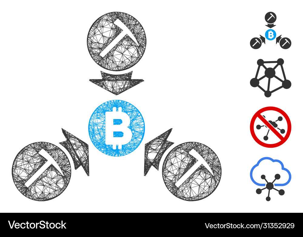 Bitcoin mining pool web mesh Bitcoin mining pool web mesh vector image