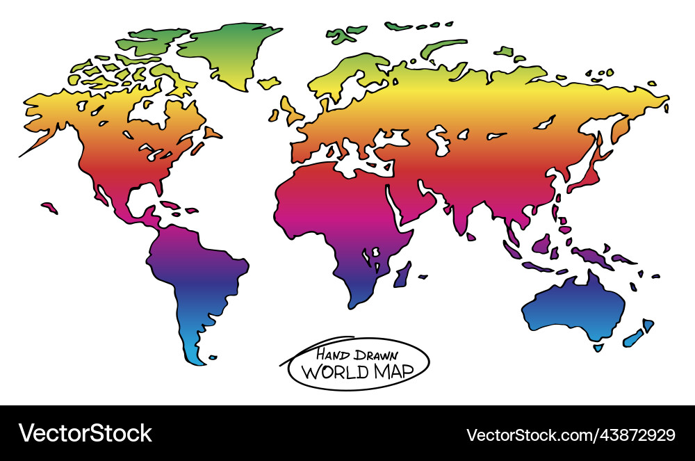 Bunte handgezeichnete Karte der Welt Bunte handgezeichnete Karte der Welt vektorbild