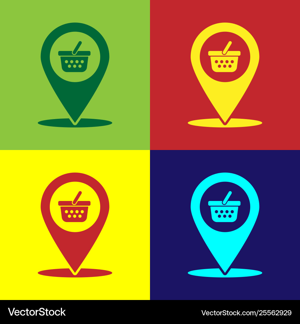 Color map pointer with shopping basket icon Color map pointer with shopping basket icon Vector Image