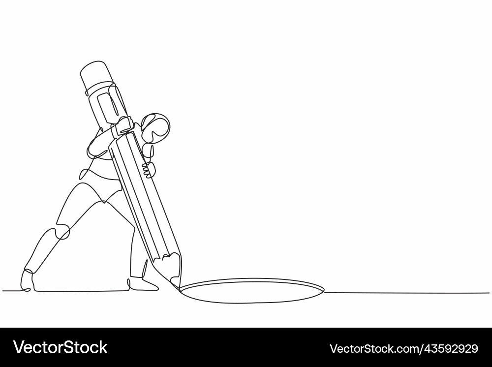 Continuous one line drawing robot making circle Continuous one line drawing robot making circle vector image