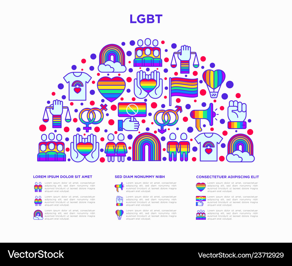 Lgbt concept in half circle with thin line icons Lgbt concept in half circle with thin line icons vector image