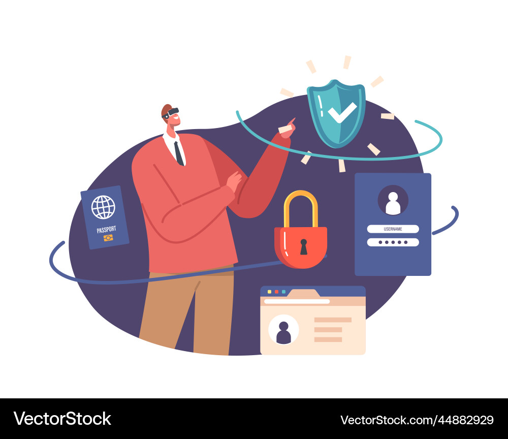 Man in vr goggles use ar dashboard character work Man in vr goggles use ar dashboard character work vector image
