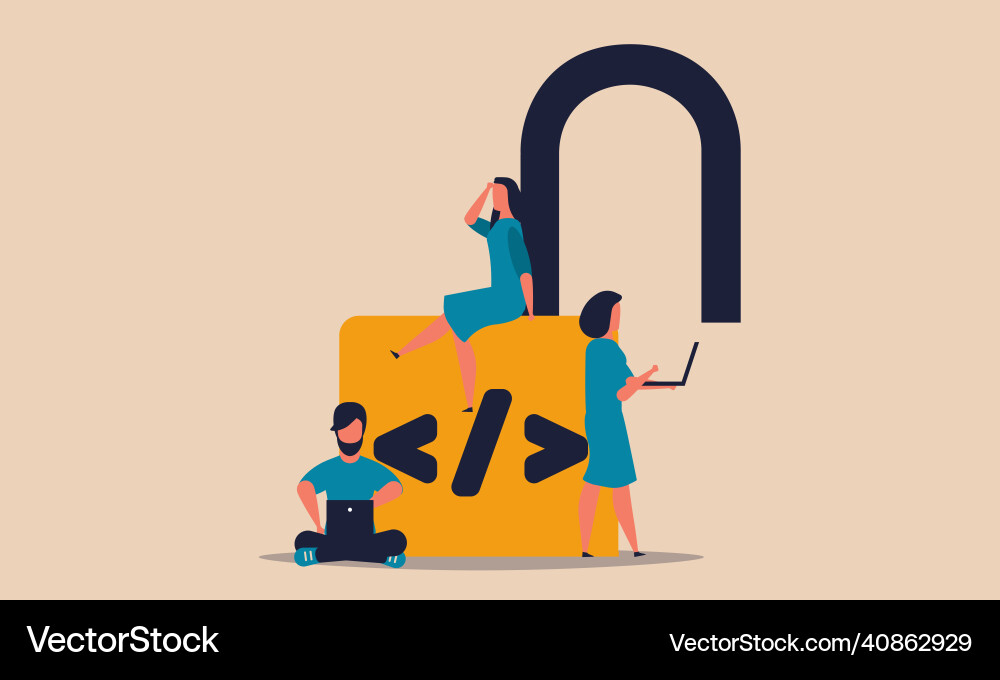 Open source code and programming online people vector image