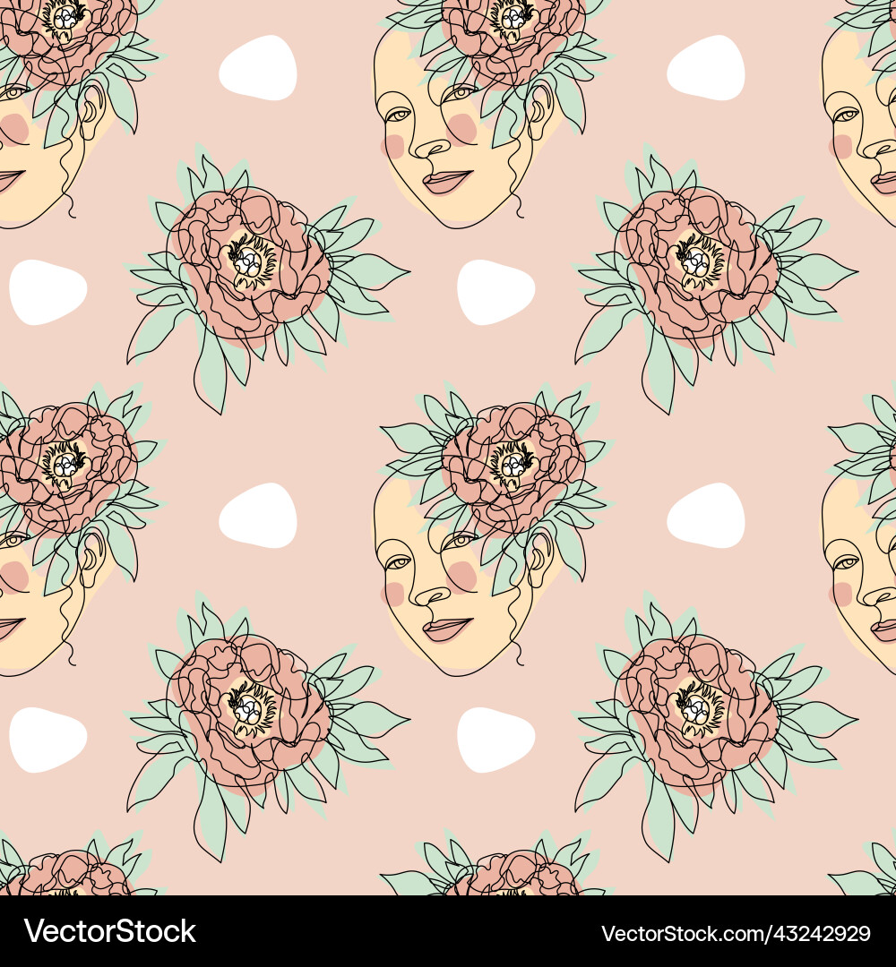 Seamless pattern with one single line drawings Vector Image